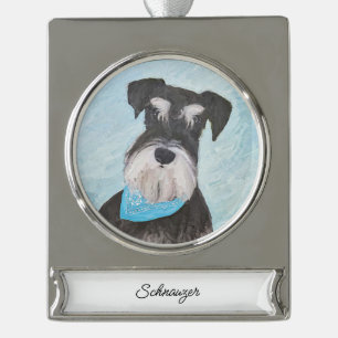 Schnauzer (miniatuur) schilderen - Stomme originel Verzilverd Banner Ornament