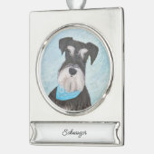 Schnauzer (miniatuur) schilderen - Stomme originel Verzilverd Banner Ornament (Links)