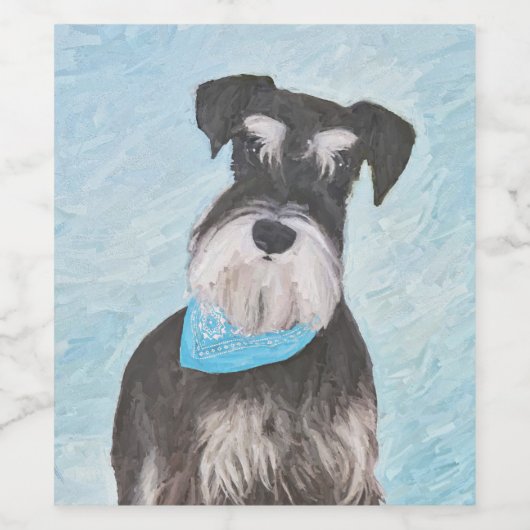 Schnauzer (miniatuur) schilderen - Stomme originel Wijn Etiket (Enkel label)