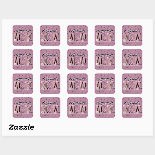Schnauzer MOM Vierkante Sticker (Vel)