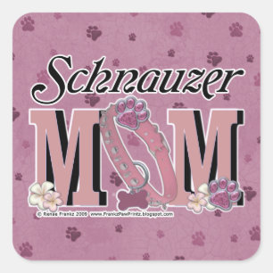 Schnauzer MOM Vierkante Sticker
