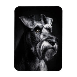 Schnauzer Monochrome Portrait Flexible Magneet