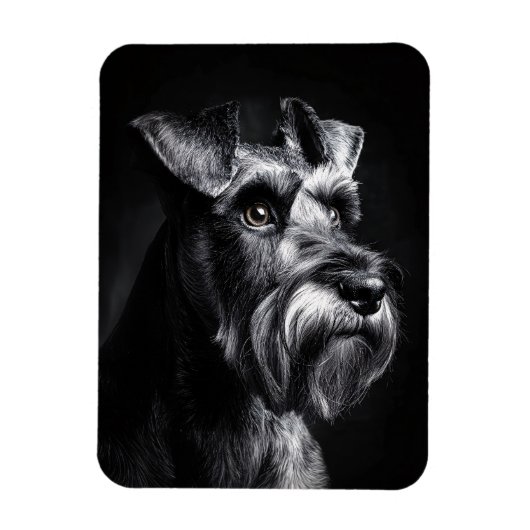 Schnauzer Monochrome Portrait Flexible Magneet (Verticaal)