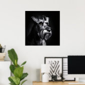 Schnauzer Monochrome Portrait Poster (Thuiskantoor)