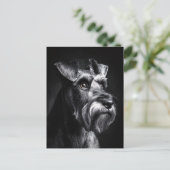 Schnauzer Monochroom Portret Briefkaart (Staand voorkant)