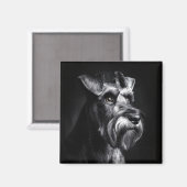 Schnauzer Monochroom Portret Magneet (Voorkant / Achterkant)