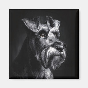 Schnauzer Monochroom Portret Magneet