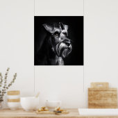 Schnauzer Monochroom Portret Poster (Keuken)