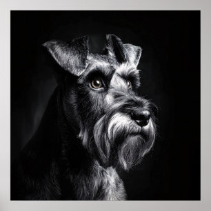 Schnauzer Monochroom Portret Poster