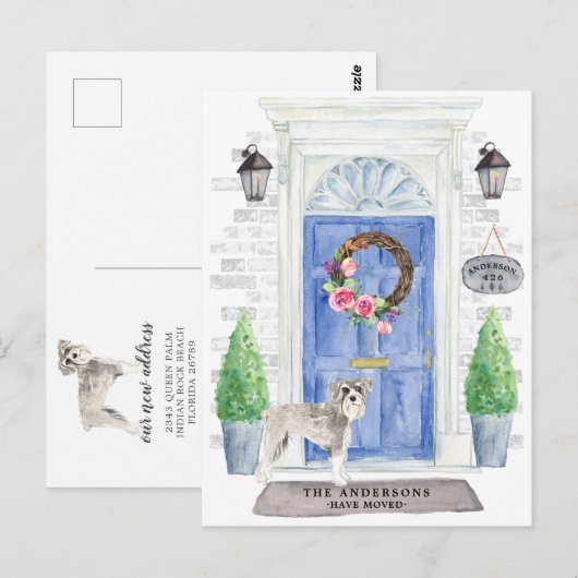 Schnauzer Moving Announcement Briefkaart (Voorkant / Achterkant)