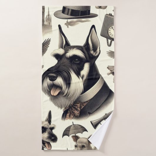 Schnauzer naadloos Badhanddoek (Badhanddoek)