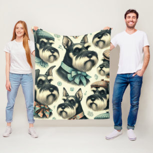  Schnauzer naadloze illustratie Fleece Deken