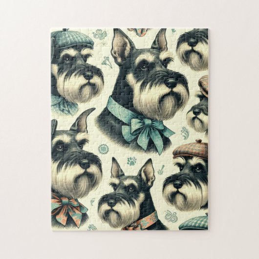 Schnauzer naadloze illustratie Legpuzzel (Verticaal)