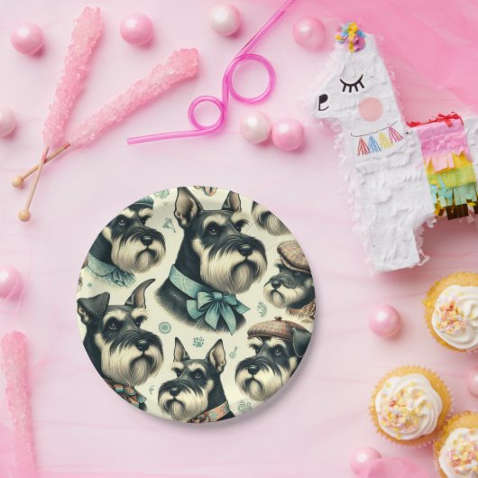  Schnauzer naadloze illustratie Papieren Bordje (Feest)