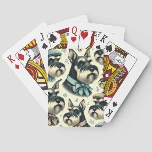 Schnauzer naadloze illustratie Pokerkaarten (Achterkant)