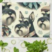  Schnauzer naadloze illustratie Theedoek (Gevouwen)