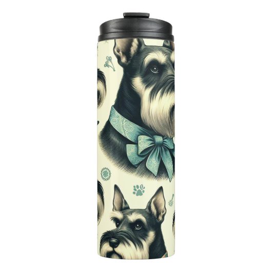 Schnauzer naadloze illustratie Thermosbeker (Voorkant)