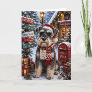 Schnauzer North Pole Kerst Village Vakantie Hond Kaart