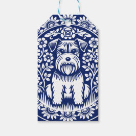 Schnauzer of Norfolk Terrier Charmante volkskunst Cadeaulabel