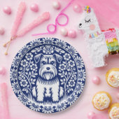 Schnauzer of Norfolk Terrier Charmante volkskunst Papieren Bordje (Feest)