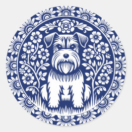 Schnauzer of Norfolk Terrier Charmante volkskunst Ronde Sticker