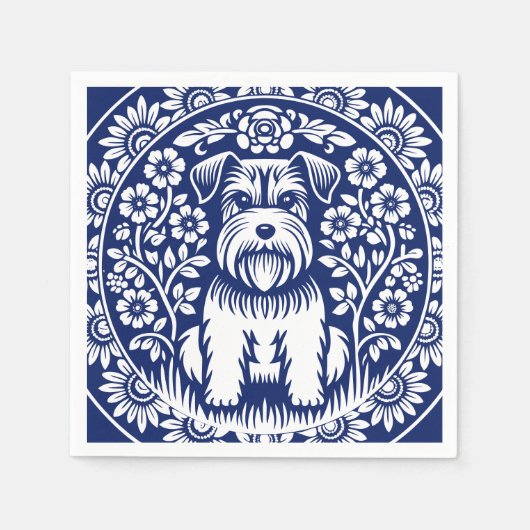 Schnauzer of Norfolk Terrier Charmante volkskunst Servet (Voorkant)