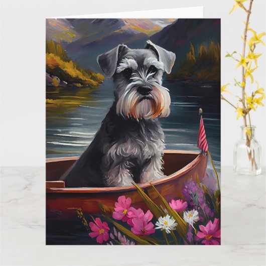 Schnauzer op een peddel: Een Schilderachtig avontu Kaart (Gele Bloem)