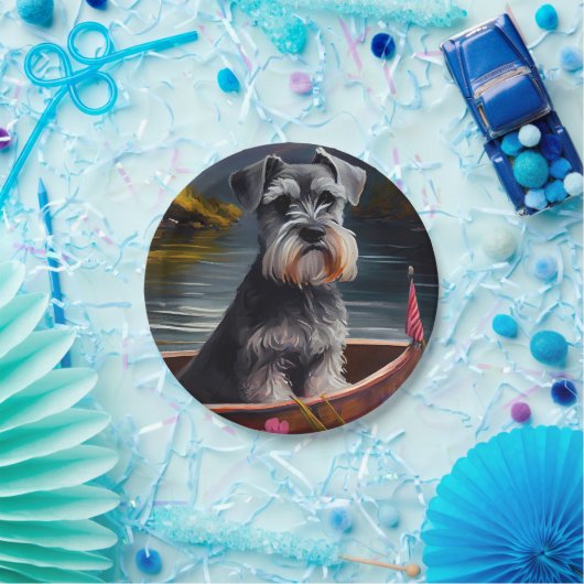 Schnauzer op een peddel: Een Schilderachtig avontu Papieren Bordje (Feest)