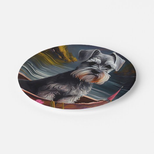 Schnauzer op een peddel: Een Schilderachtig avontu Papieren Bordje (Gekanteld)