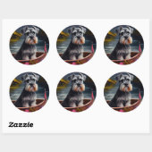 Schnauzer op een peddel: Een Schilderachtig avontu Ronde Sticker (Vel)