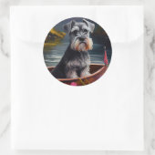 Schnauzer op een peddel: Een Schilderachtig avontu Ronde Sticker (Tas)