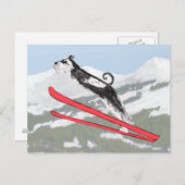 Schnauzer op Skis. Briefkaart (Voorkant / Achterkant)