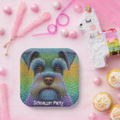 Schnauzer Party Dog Bewerken Tekst personaliseren Papieren Bordje (Feest)