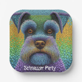 Schnauzer Party Dog Bewerken Tekst personaliseren Papieren Bordje