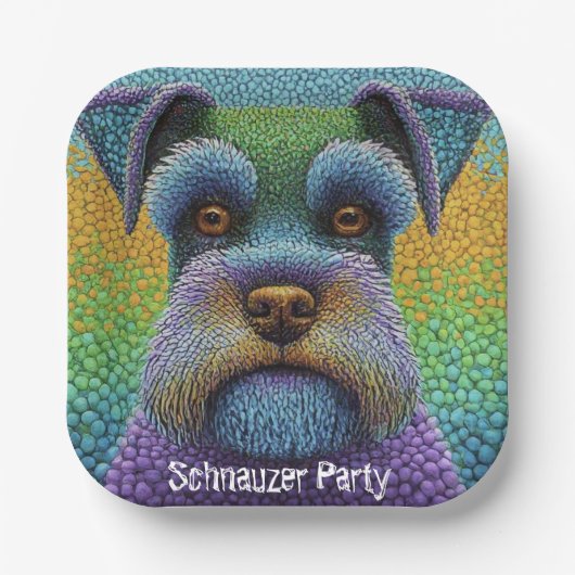 Schnauzer Party Dog Bewerken Tekst personaliseren Papieren Bordje (Voorkant)