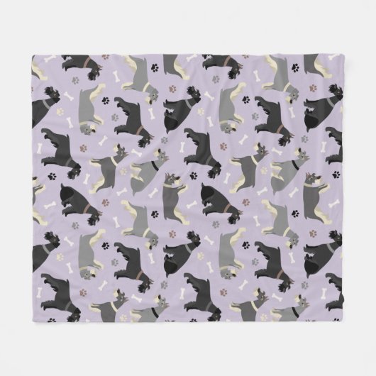 Schnauzer Paws and Botten Fleece Blanket (Voorkant (Horizontaal))