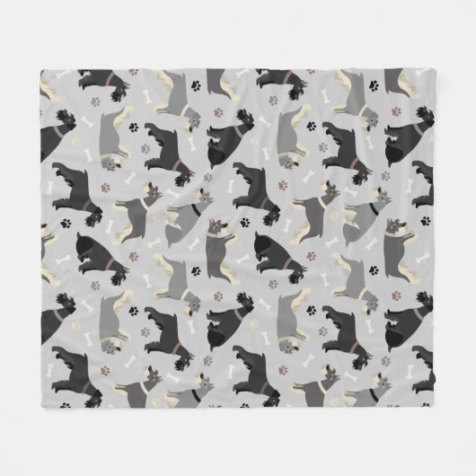 Schnauzer Paws and Botten Fleece Blanket (Voorkant (Horizontaal))