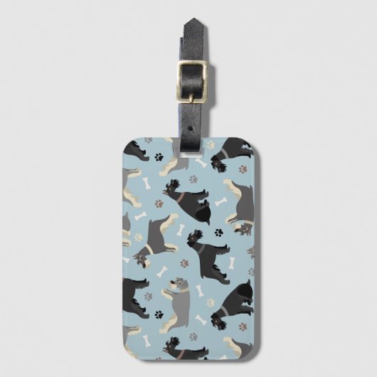 Schnauzer Paws en Botten Bagagelabel (Voorkant (verticaal))