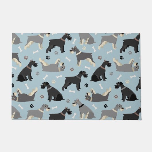 Schnauzer Paws en Botten Deurmat (Voorkant)