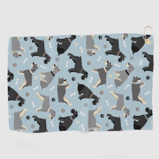 Schnauzer Paws en Botten Golfhanddoek (Horizontaal)