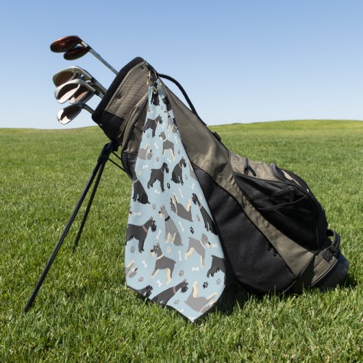 Schnauzer Paws en Botten Golfhanddoek (Groen)