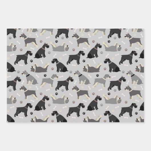 Schnauzer Paws en Botten Inpakpapier Vel (Voorkant 3)