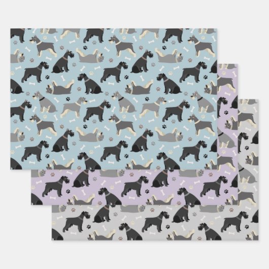 Schnauzer Paws en Botten Inpakpapier Vel (Set)