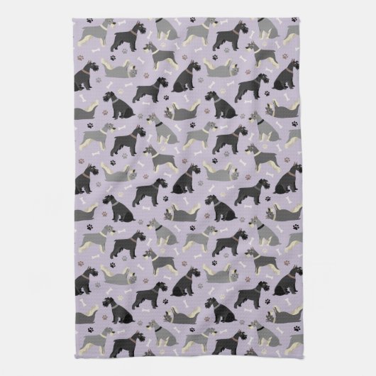 Schnauzer Paws en Botten Kitchen Towel Theedoek (Verticaal)