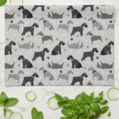 Schnauzer Paws en Botten Kitchen Towel Theedoek (Gevouwen)