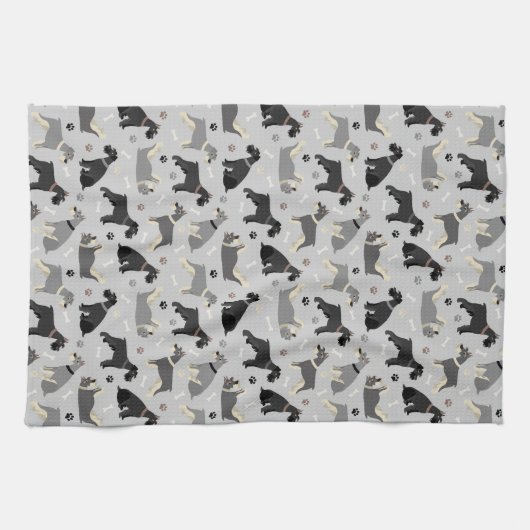 Schnauzer Paws en Botten Kitchen Towel Theedoek (Horizontaal)