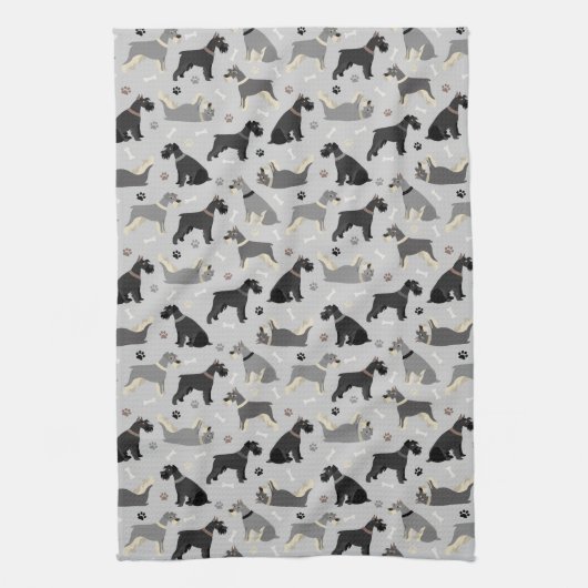Schnauzer Paws en Botten Kitchen Towel Theedoek (Verticaal)