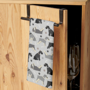Schnauzer Paws en Botten Kitchen Towel Theedoek