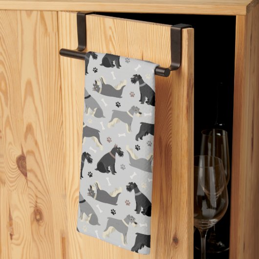 Schnauzer Paws en Botten Kitchen Towel Theedoek (Derde Gevouwen)