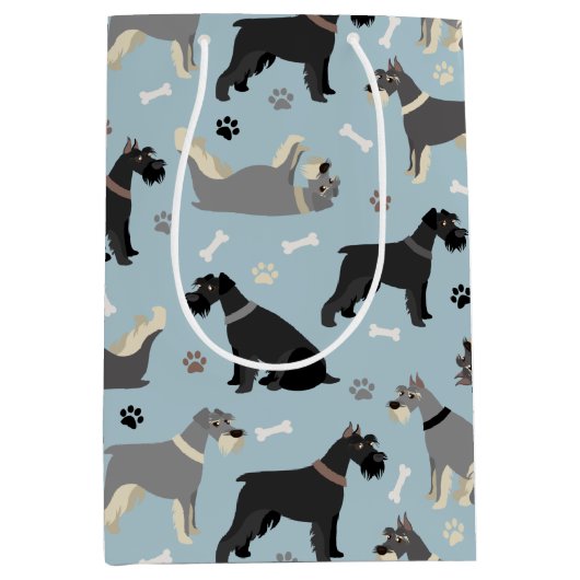 Schnauzer Paws en Botten Medium Cadeauzakje (Voorkant)